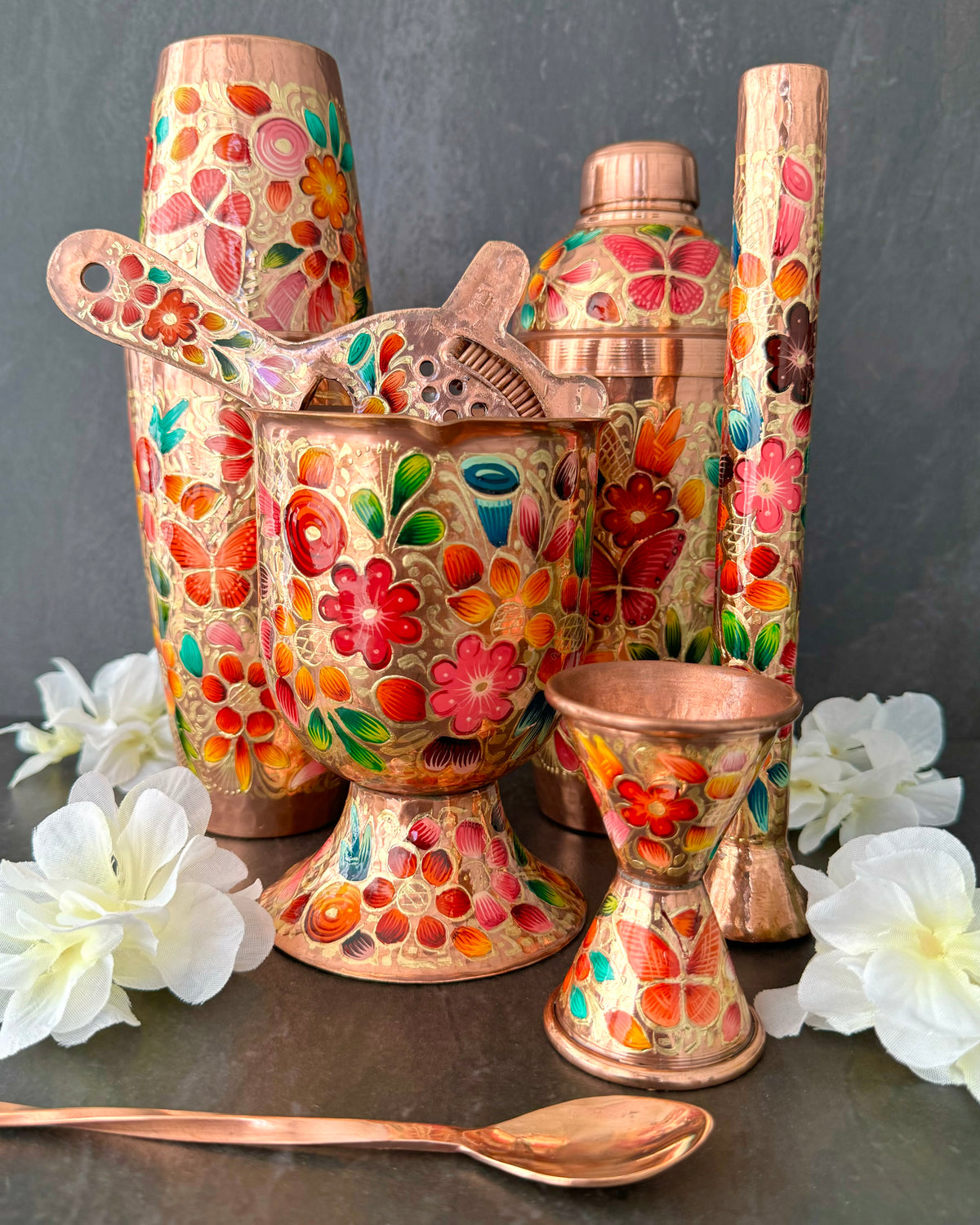 Mexican Handmade Copper Jigger - LYYE Flowers CoLores Decor | Mexican Artisan Decor