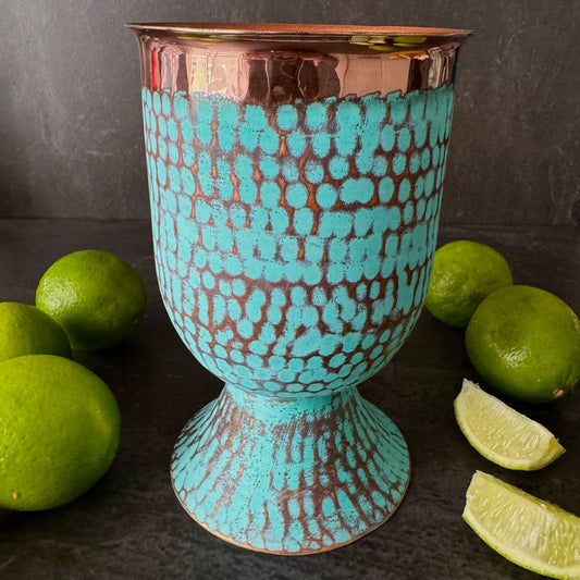 Mexican Handmade Copper 20 oz. Mixing Cup- Emerald CoLores Decor | Mexican Artisan Decor