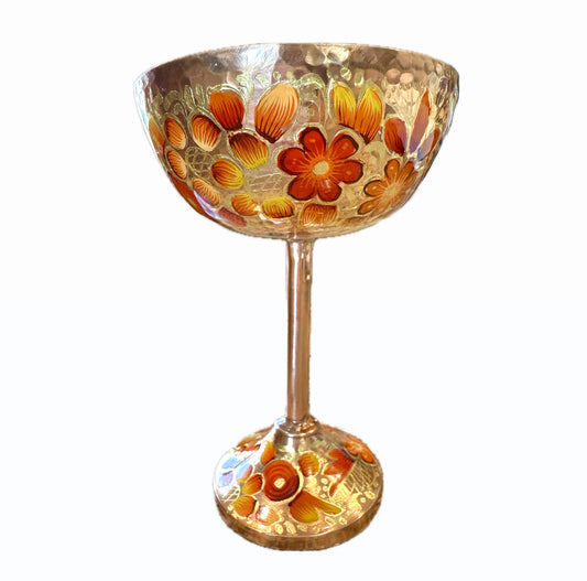 Mexican Copper 14 oz. Coupes Glasses, Set of 4- Orange CoLores Decor | Mexican Artisan Decor