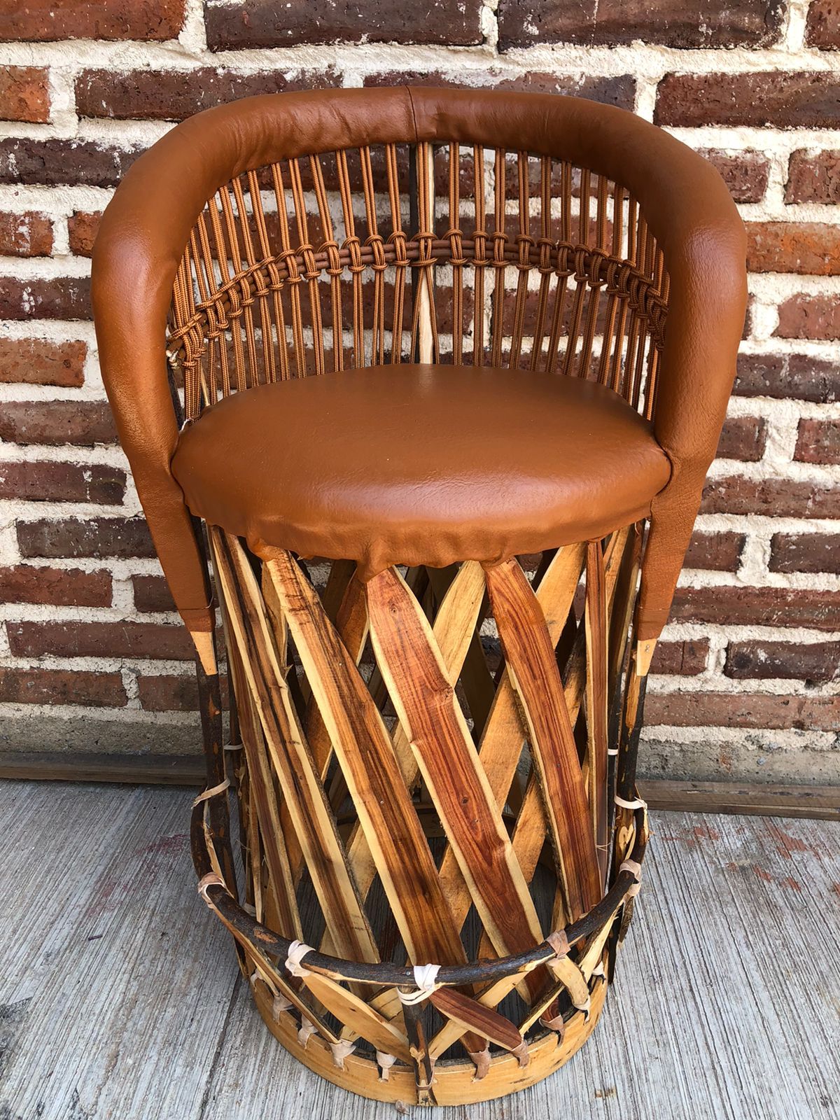 Mexican Handmade Cushioned Equipal Acapulco Barstool Chair- Traditional MeXican Artisan Fashion & Design