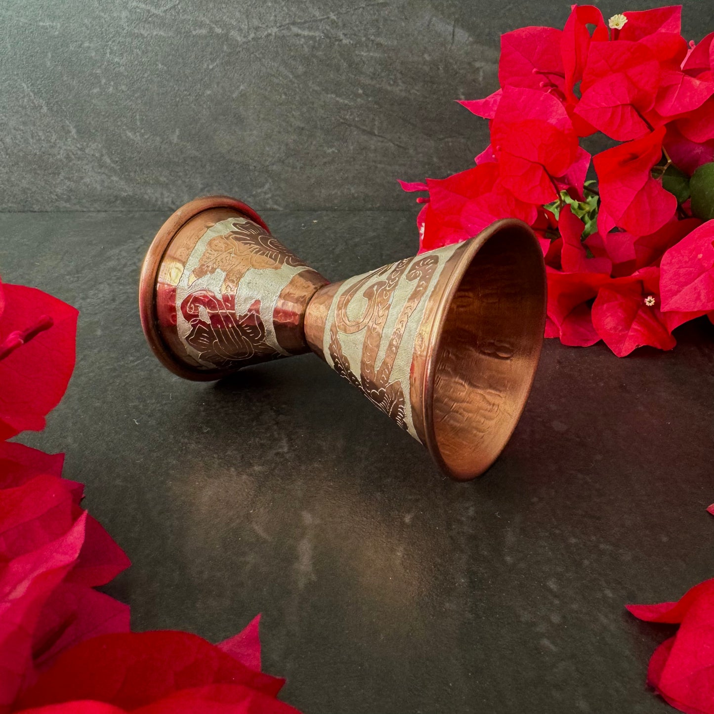 Mexican Handmade Copper 7-Piece Barware & Bar Tools Set- Silver Flowers Set CoLores Decor | Mexican Artisan Decor