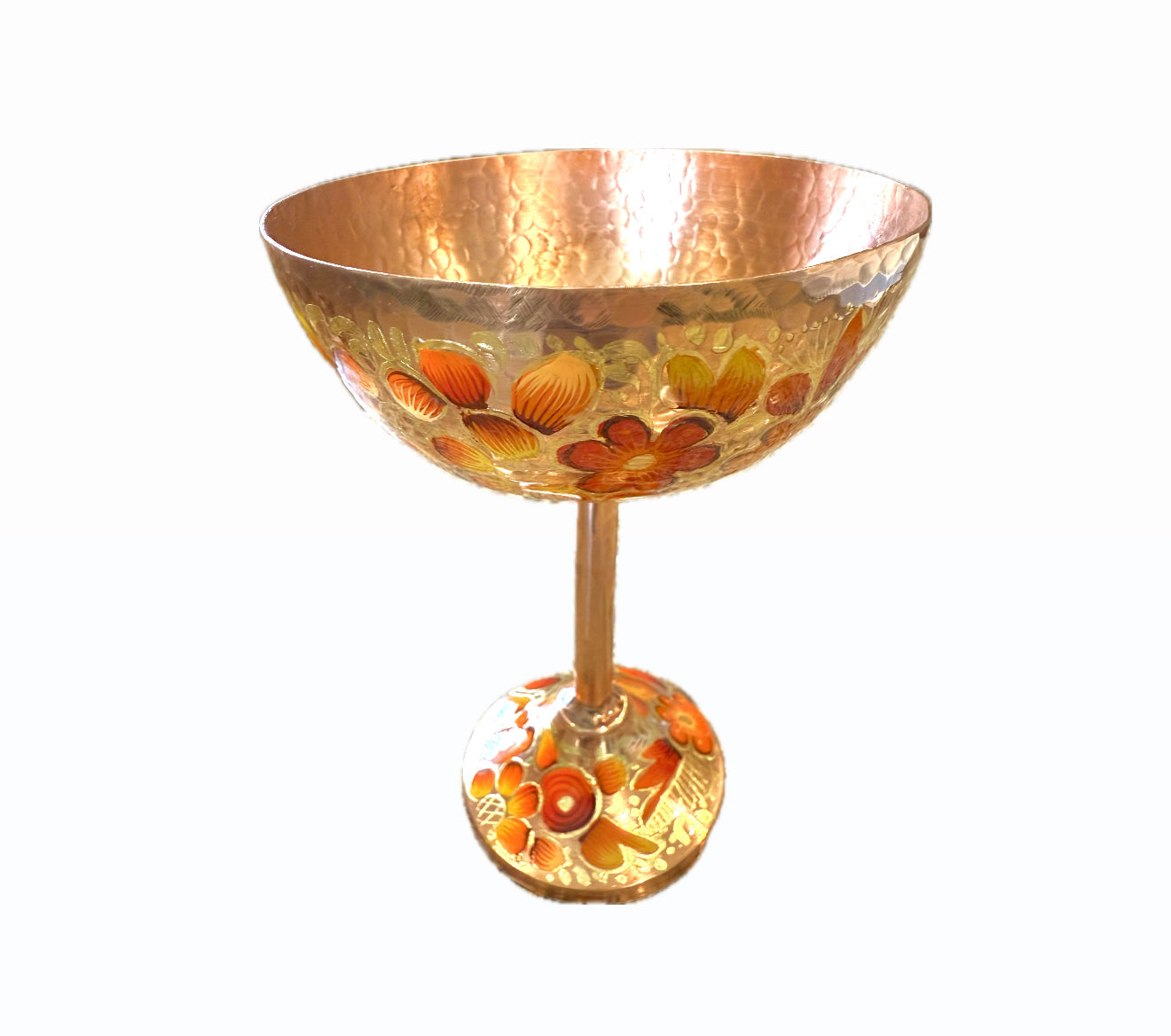 Mexican Copper 14 oz. Coupes Glasses, Set of 4- Orange CoLores Decor | Mexican Artisan Decor