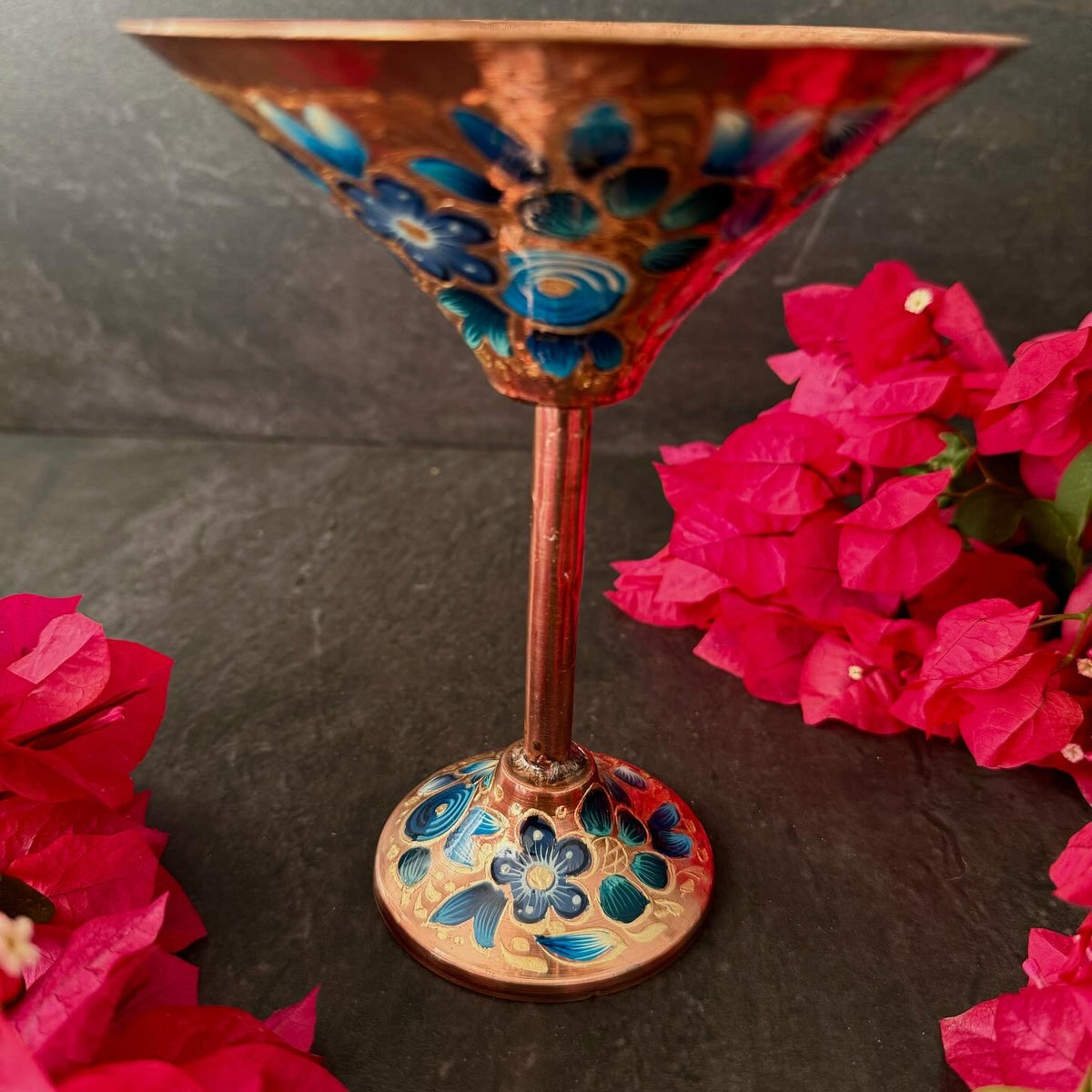 Mexican Copper 14 oz. Martini Glass- Zamora Azul CoLores Decor