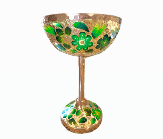 Mexican Copper 14 oz. Coupes Glasses, Set of 4- Green CoLores Decor | Mexican Artisan Decor