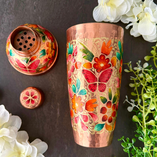 Mexican Handmade Copper 24 oz. Cobbler Shaker- LYYE Flowers CoLores Decor | Mexican Artisan Decor