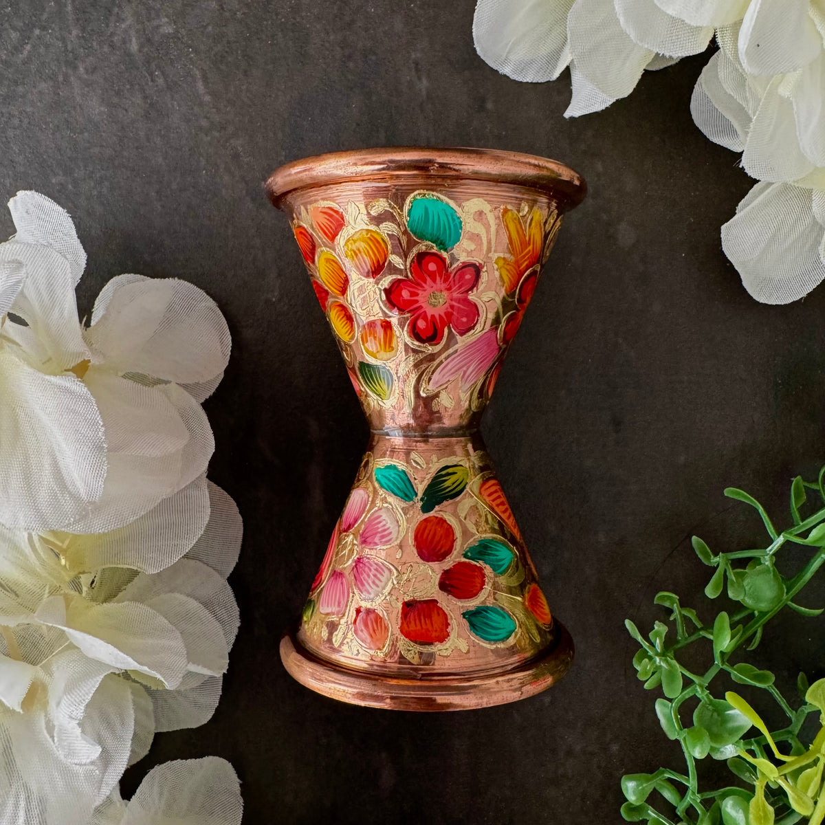 Mexican Handmade Copper 7-Piece Barware & Bar Tools Set- LYYE Flowers CoLores Decor | Mexican Artisan Decor