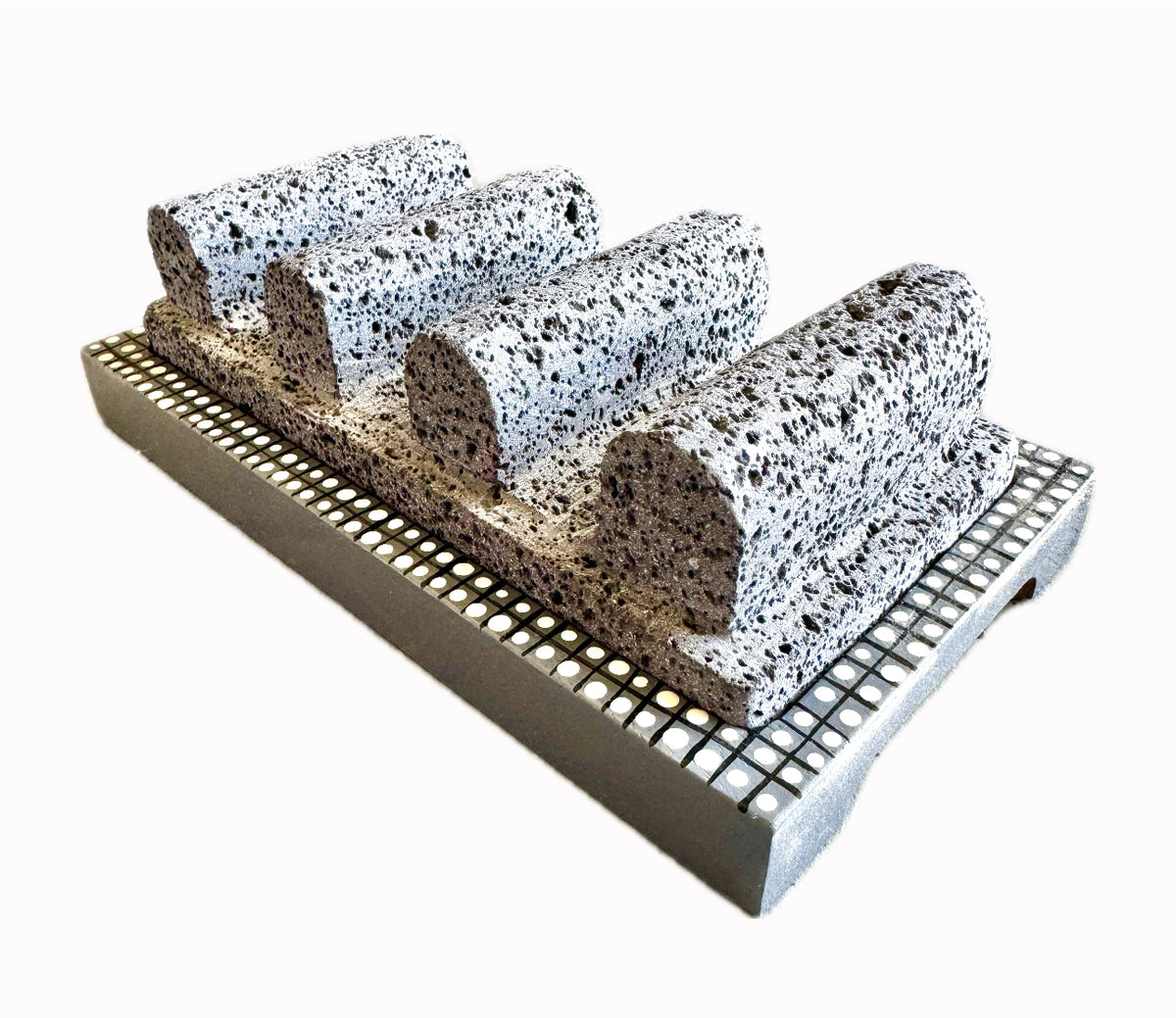 Mexican Volcanic Rock and Parota 9" 3 Taco Holder Stand- Black CoLores Decor l Mexican Artisan Decor