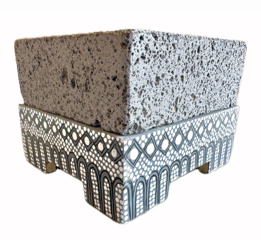 Mexican Handmade 7.8" Hand Painted Parota Wood Molcajete- LARGE Black 2.0 CoLores Decor l Mexican Artisan Decor