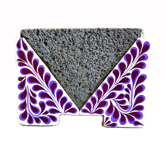 Mexican Handmade 5.5" Hand Painted Parota Wood Molcajete- Small Violet 1.0 CoLores Decor l Mexican Artisan Decor