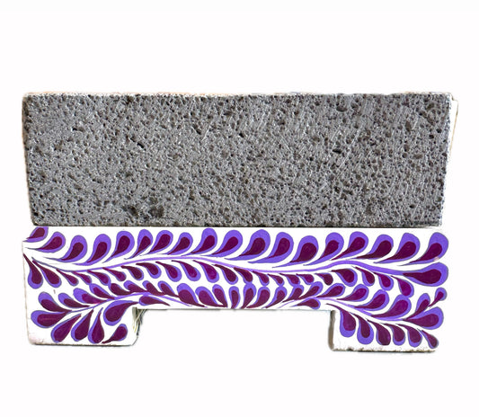 Mexican Handmade 7.8" Hand Painted Parota Wood Molcajete- LARGE Violet 2.0 CoLores Decor l Mexican Artisan Decor