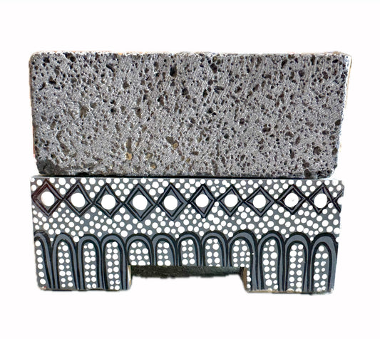 Mexican Handmade 7.8" Hand Painted Parota Wood Molcajete- LARGE Black 2.0 CoLores Decor l Mexican Artisan Decor