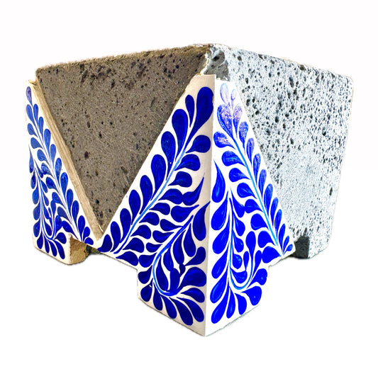 Mexican Handmade 5.5" Hand Painted Parota Wood Molcajete- Small Blue 1.0 CoLores Decor l Mexican Artisan Decor