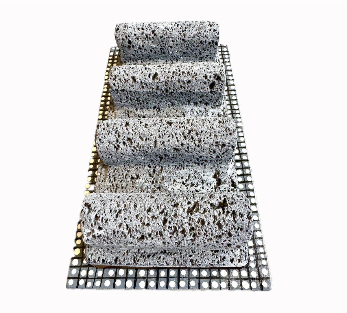 Mexican Volcanic Rock and Parota 9" 3 Taco Holder Stand- Black CoLores Decor l Mexican Artisan Decor