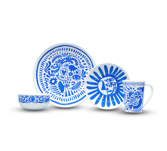 SPECIAL EDITION Mexican Porcelain 16-Piece Alegria Dinnerware Set- Claudio Limon
