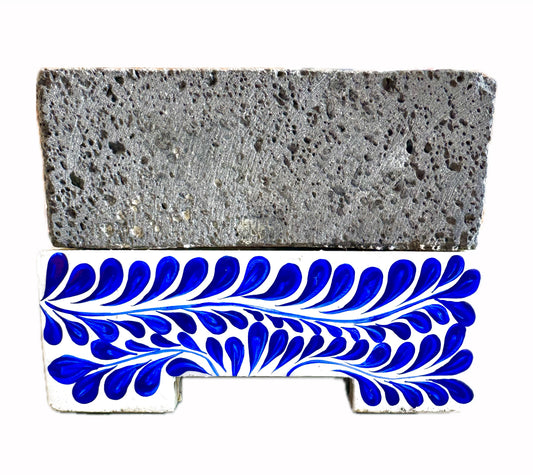 Mexican Handmade 7.8" Hand Painted Parota Wood Molcajete- LARGE Blue 2.0 CoLores Decor l Mexican Artisan Decor