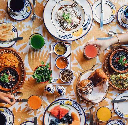 Hand Embroidered Otomi Tenango de Doria Tablecloth- Kaki CoLores Decor | Mexican Artisan Decor