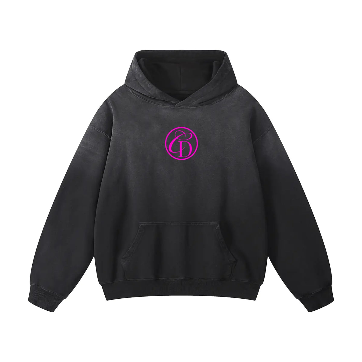 Heavyweight Sunfade Oversized Hoodie- IN LOVE BLACK ODMPOD