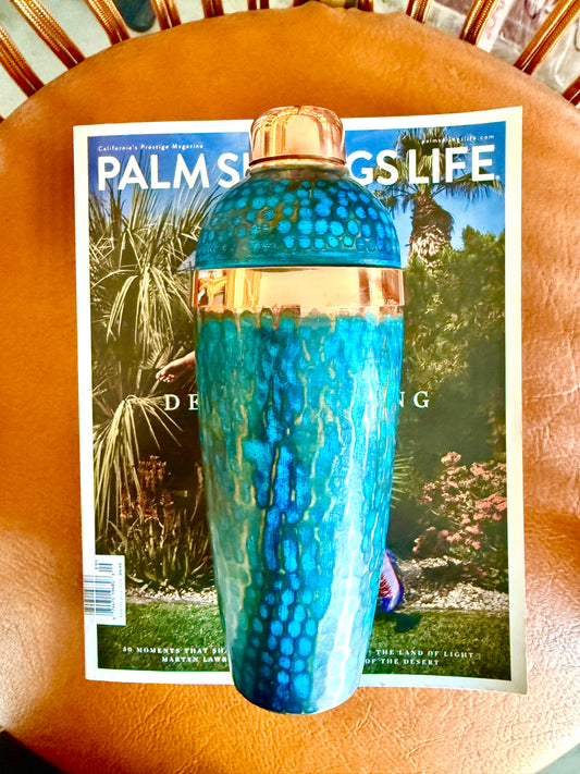 Mexican Handmade Copper 24 oz. Cobbler Shaker- Cobalt Blue CoLores Decor | Mexican Artisan Decor