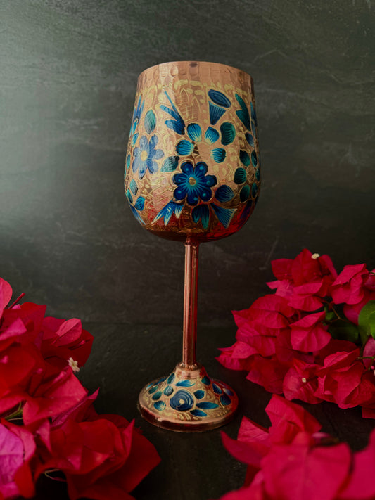 Mexican Copper 14 oz. Champagne/Cocktail Glass- Zamora Azul CoLores Decor