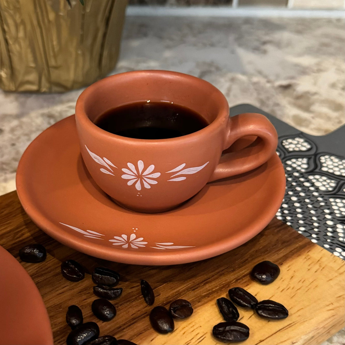 Mexican Porcelain Puebla Dinnerware Collection- Espresso 4 7/8in Saucer CoLores Decor l Mexican Artisan Decor