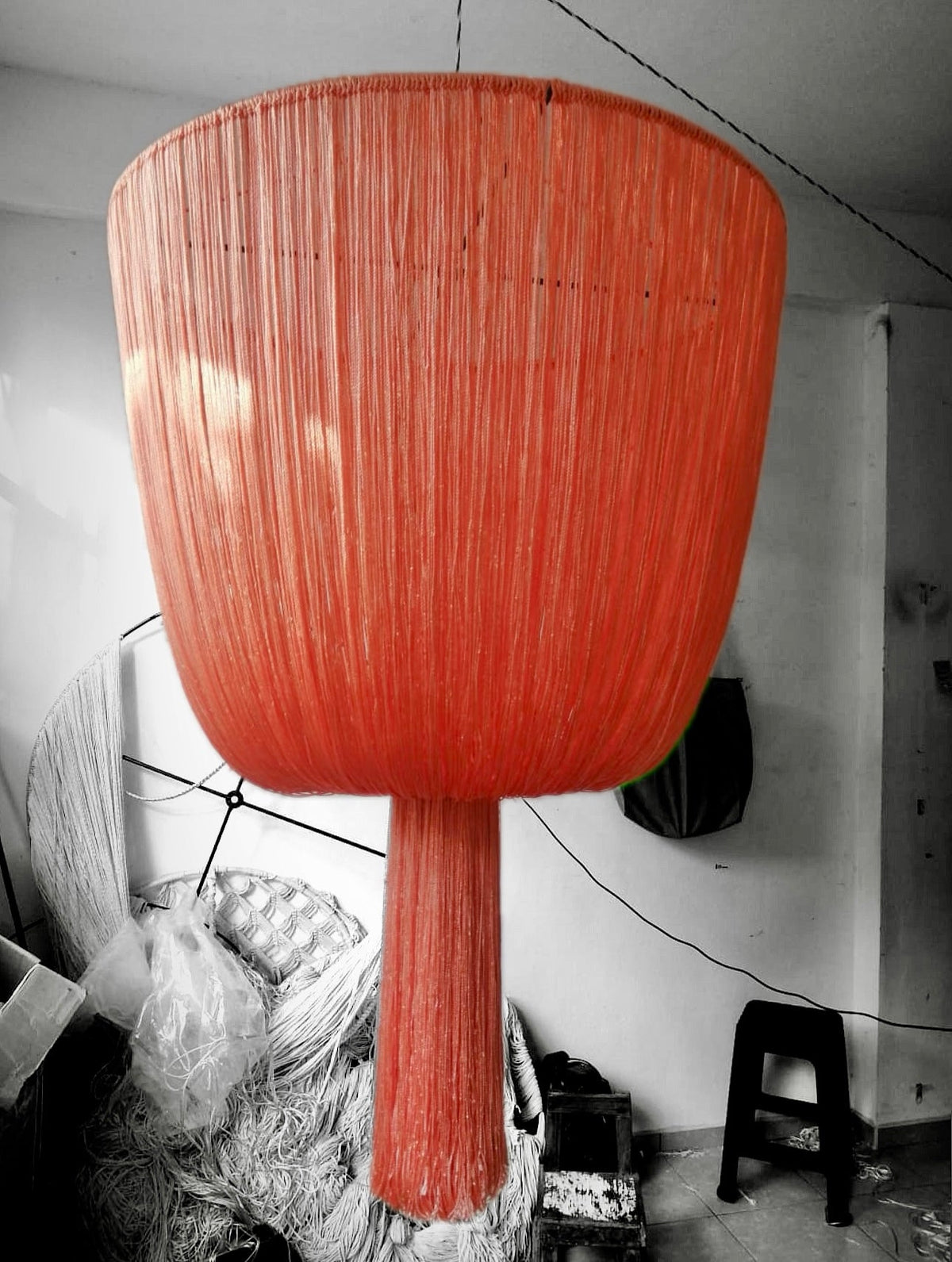 Mexican Handmade Tassel Chandelier- Yaaj Melon CoLores Decor | Mexican Artisan Decor