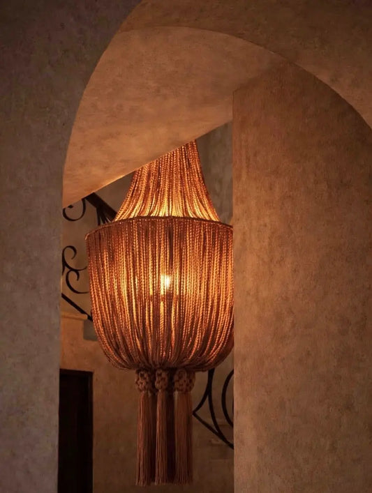 Mexican Chandelier Handmade Braided Tassel- Eli CoLores Decor | Mexican Artisan Decor