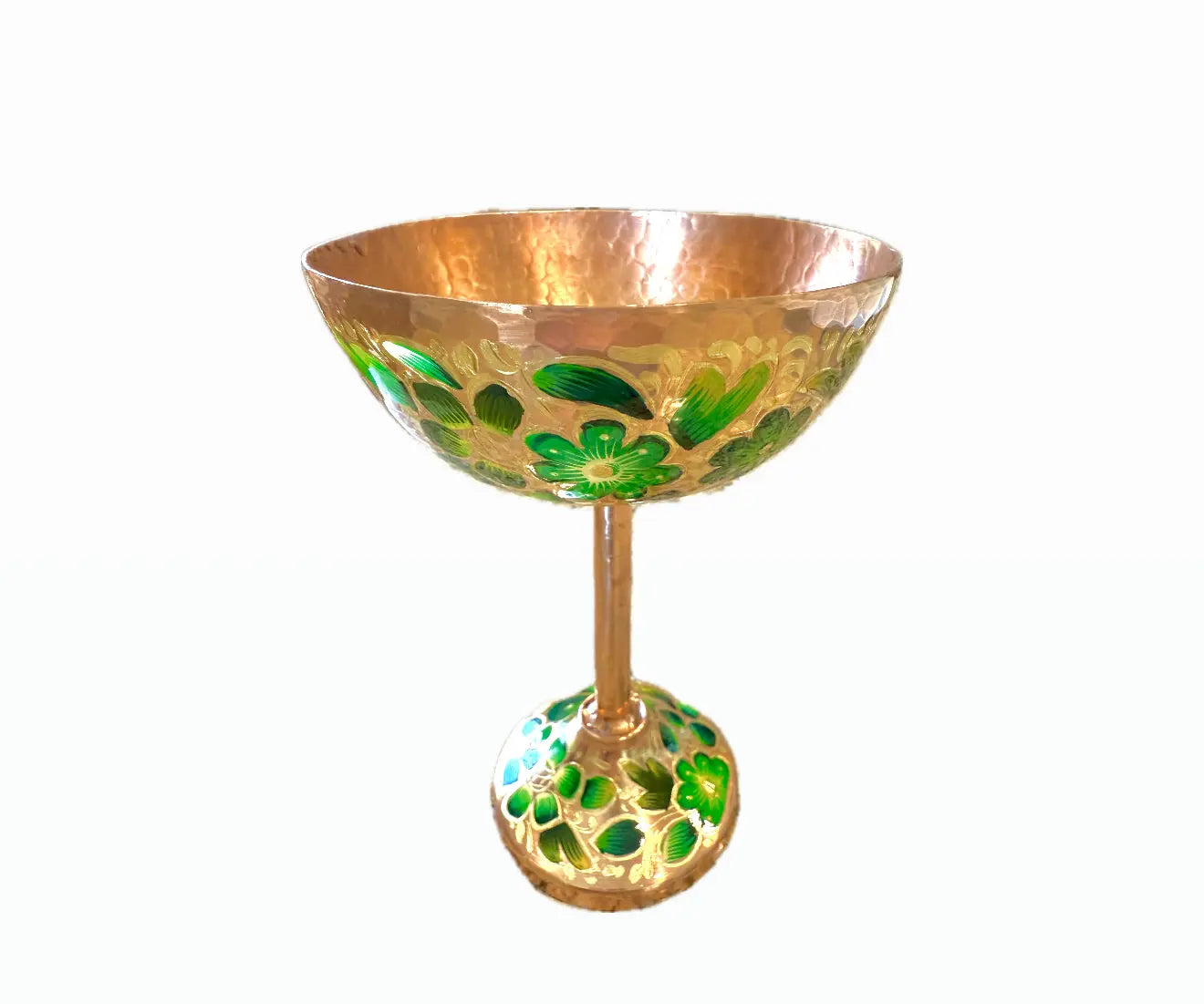 Mexican Copper 14 oz. Coupes Glasses, Set of 4- Green CoLores Decor | Mexican Artisan Decor