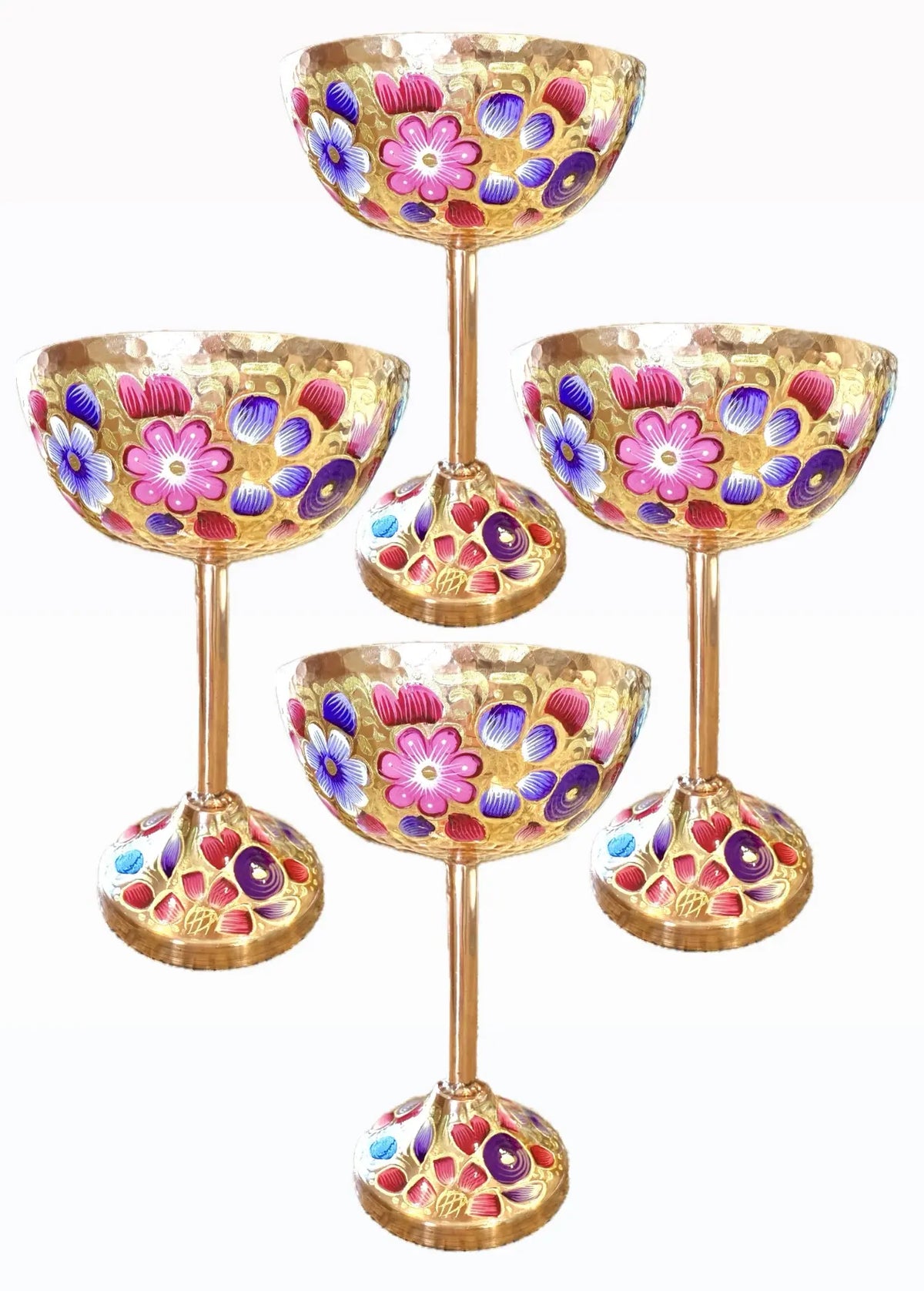 Mexican Copper 14 oz. Coupes Glasses, Set of 4- Violet CoLores Decor | Mexican Artisan Decor