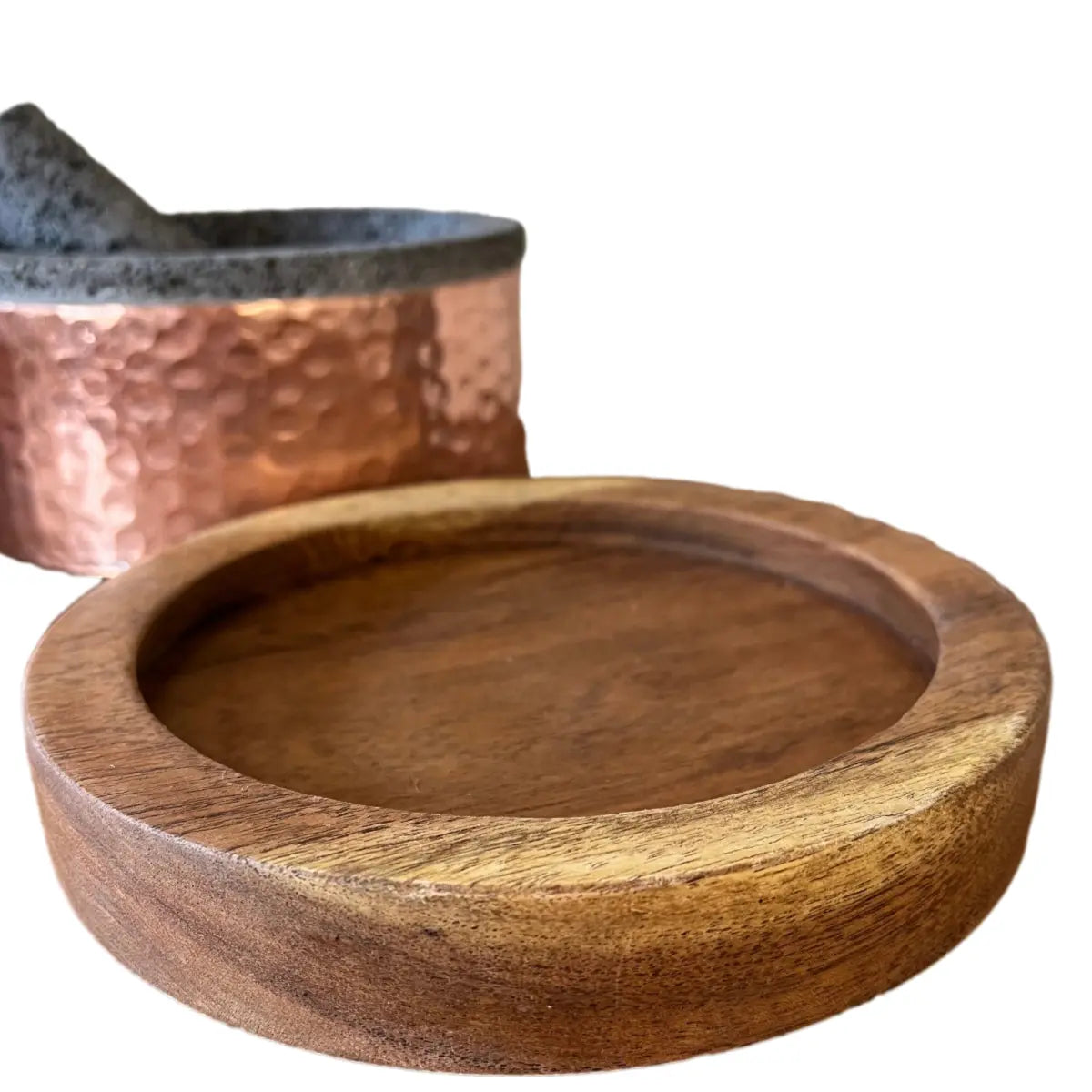 Mexican Handmade 6.9" Round Copper Molcajete- Classic CoLores Decor l Mexican Artisan Decor