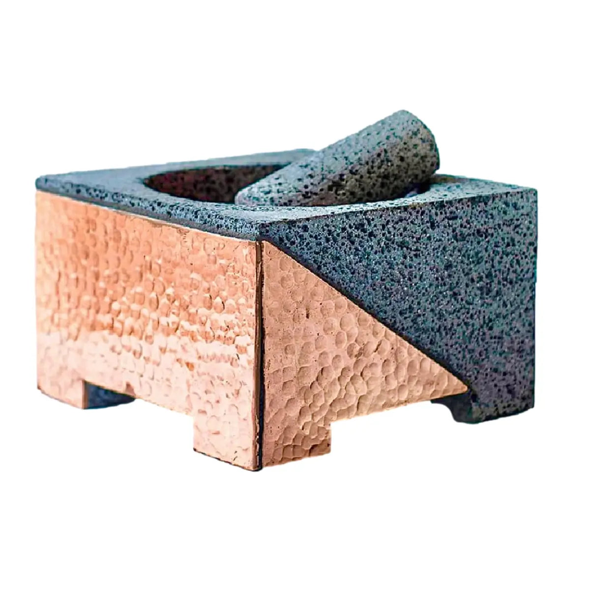 Mexican Handmade 7.8" Copper Molcajete CoLores Decor l Mexican Artisan Decor