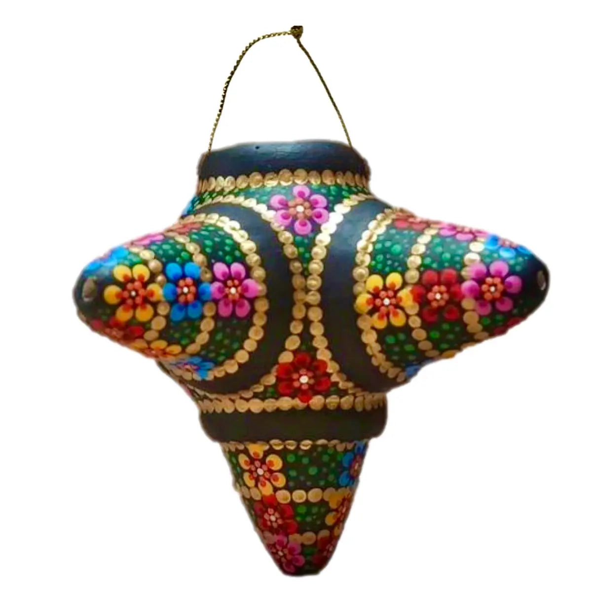 Mexican Handmade Ceramic Piñata Ornament- Black Flores CoLores Decor | Mexican Artisan Decor