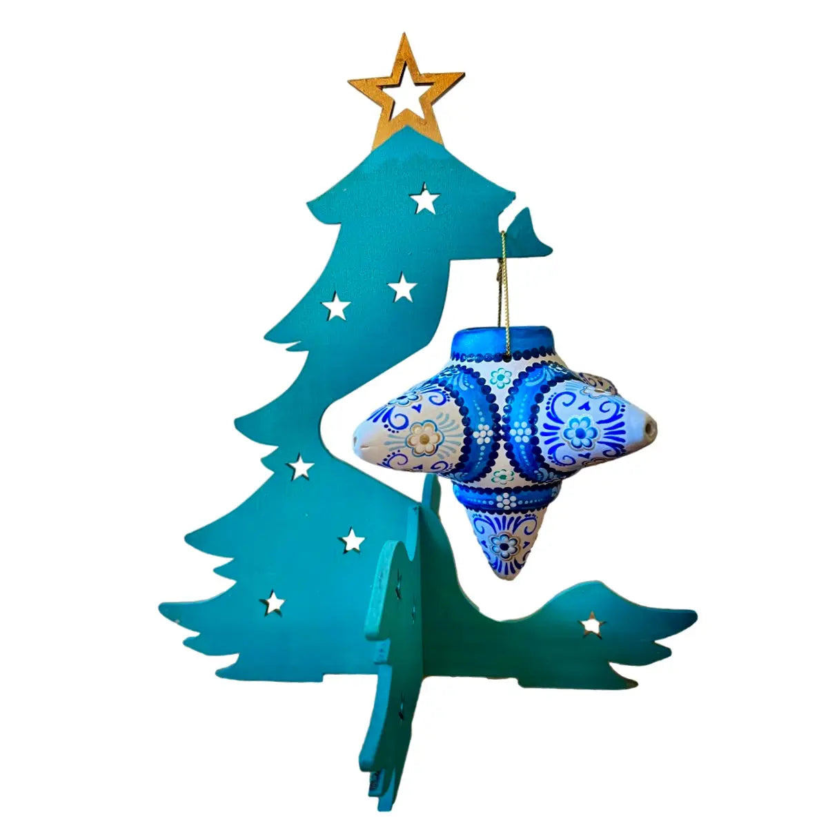 Mexican Handmade Ceramic Piñata Ornament- Talavera Azul CoLores Decor | Mexican Artisan Decor