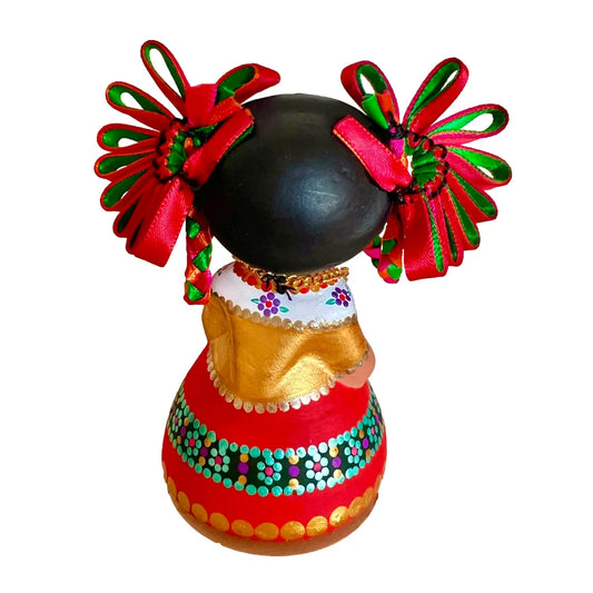 Mexican Handmade Clay Folklore Figurines- China Poblana CoLores Decor l Mexican Artisan Decor