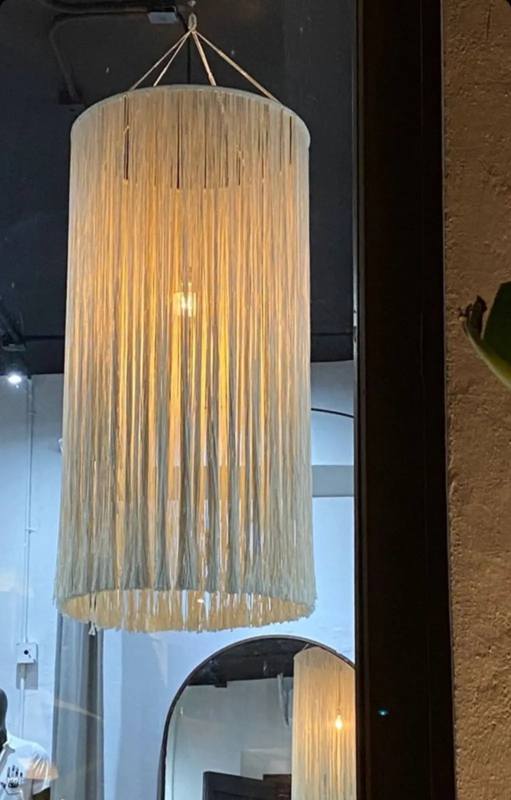 Mexican Handmade Tassel Chandelier- Yaaj Melon CoLores Decor | Mexican Artisan Decor