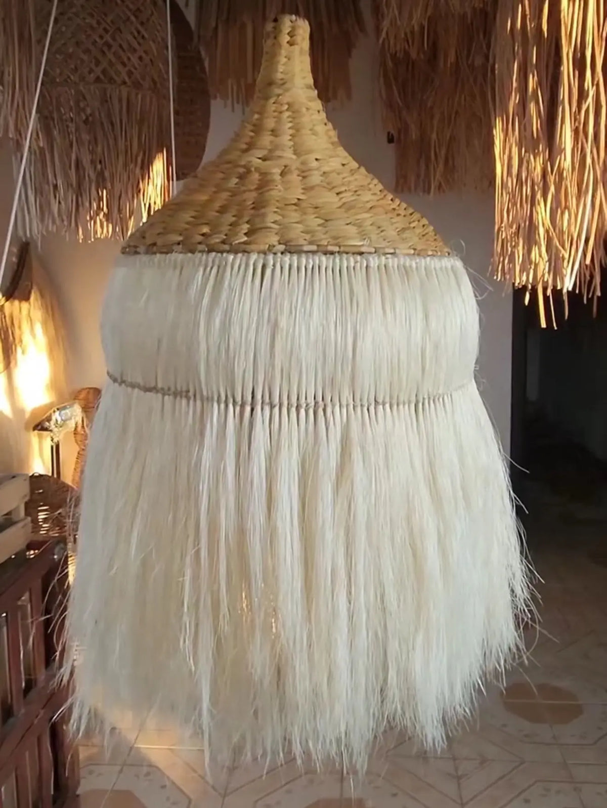 Mexican Handmade Tule Sea Weed Pendant- Zihua CoLores Decor | Mexican Artisan Decor