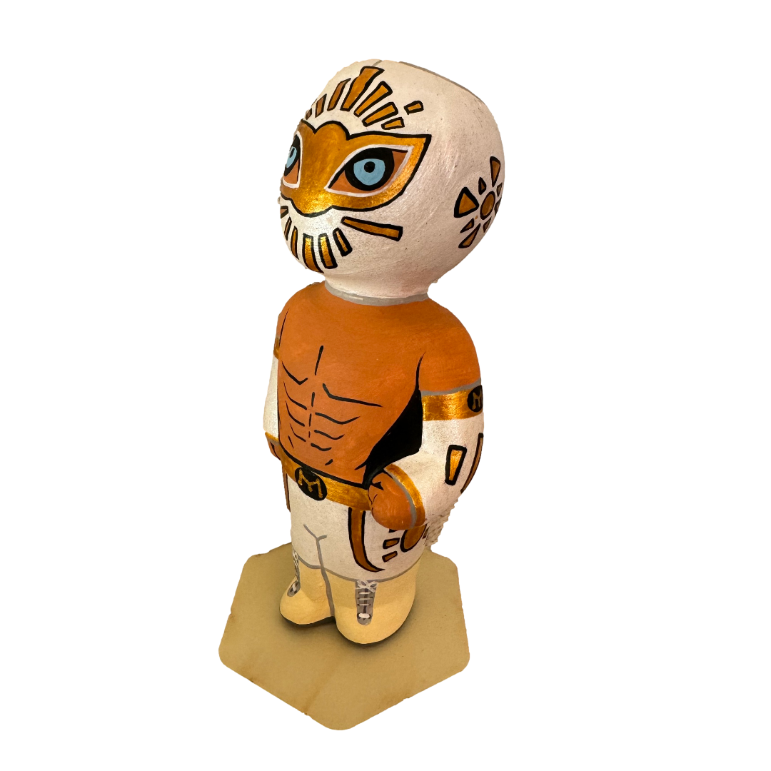 Mexican Handmade Clay Lucha Libre Figurines- Mistico CoLores Decor l Mexican Artisan Decor