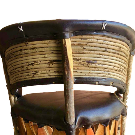 Mexican Handmade Cushioned Equipal Cancun Barstool Chair- Traditional MeXican Artisan Fashion & Design