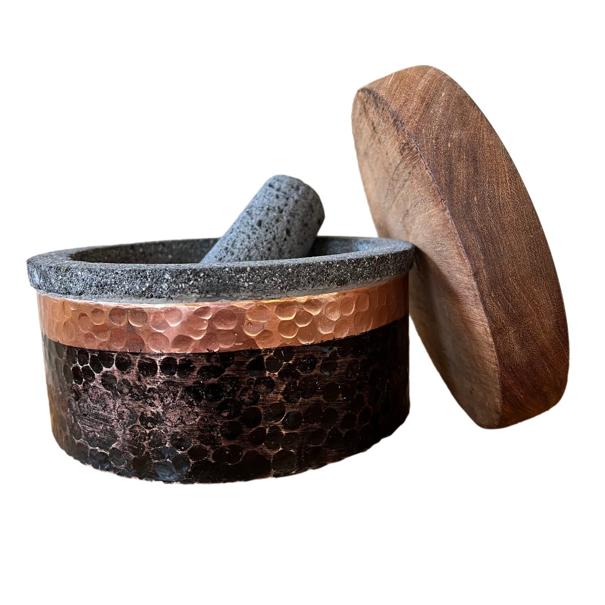 Copy of Mexican Handmade 6.8" Round Copper Molcajete- Black Nickel MeXican Artisan Fashion & Design