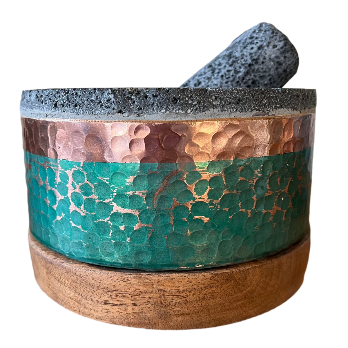 Mexican Handmade 7.8 Copper Molcajete- Verde