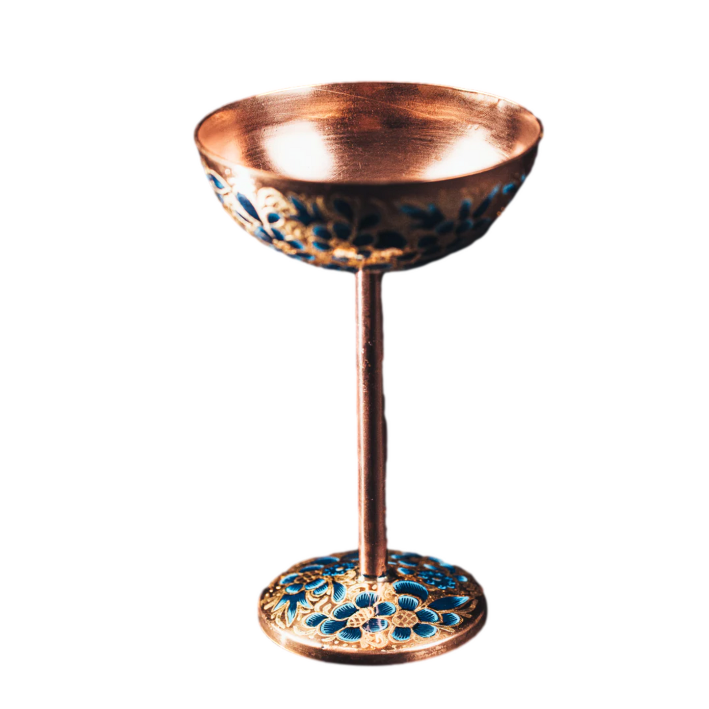 Mexican Copper 14 oz. Champagne Cocktail Glass- Sugar Skull Rose CoLores Decor
