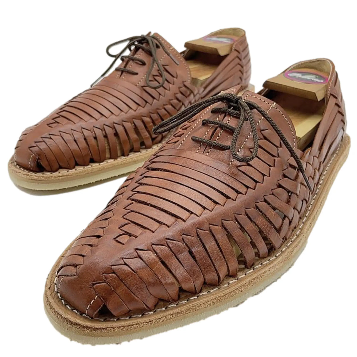 Cognac Mexican Huaraches- Mens Mexican Artisan Premium Leather Lace Huaraches CoLores Decor | Mexican Artisan Decor