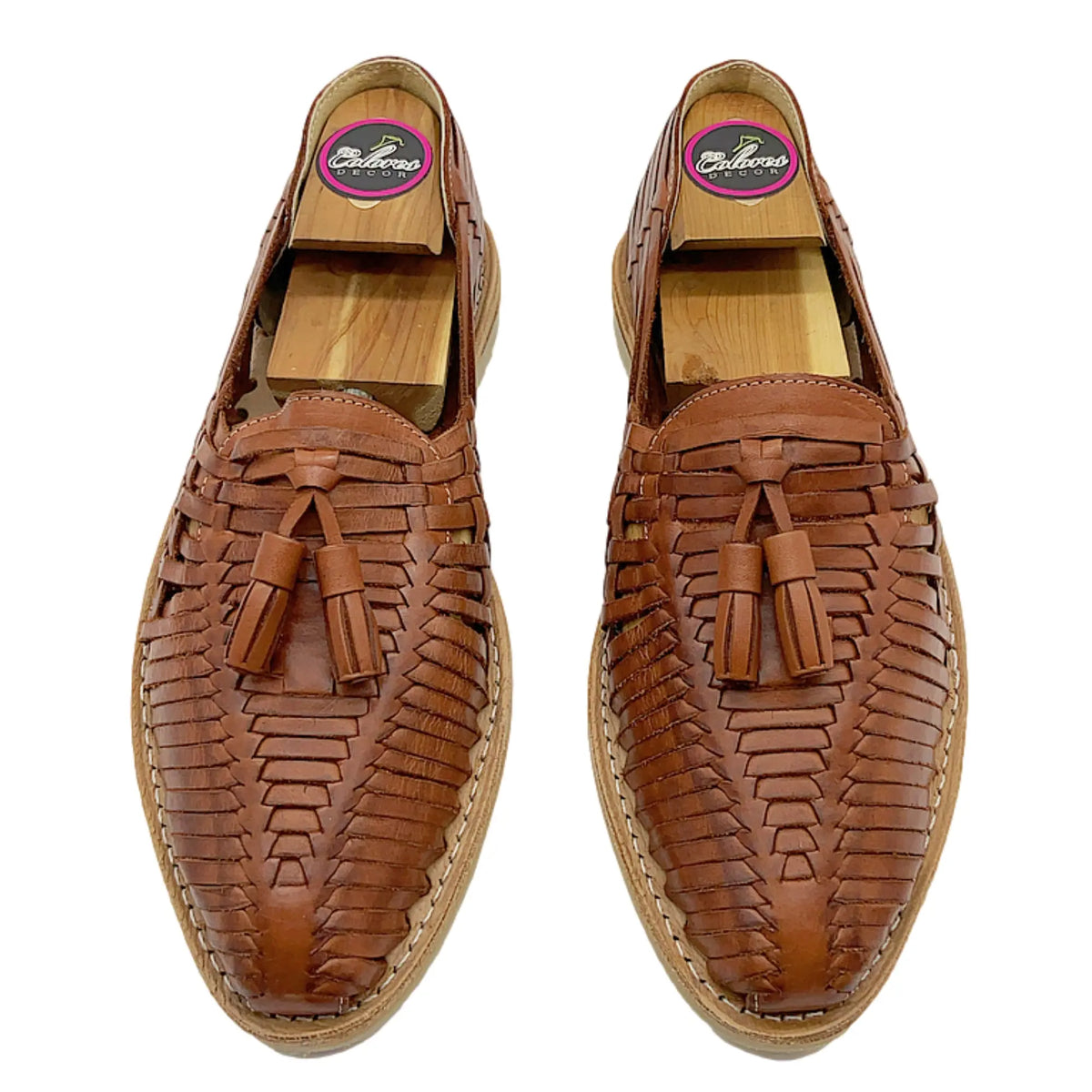 Cognac Mexican Huaraches- Mens Mexican Artisan Premium Leather Slip-on Huaraches CoLores Decor | Mexican Artisan Decor
