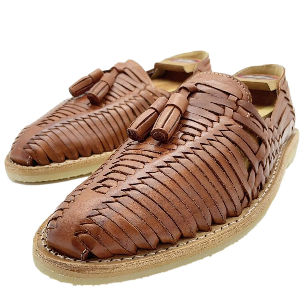 Cognac Mexican Huaraches- Mens Mexican Artisan Premium Leather Slip-on Huaraches CoLores Decor | Mexican Artisan Decor