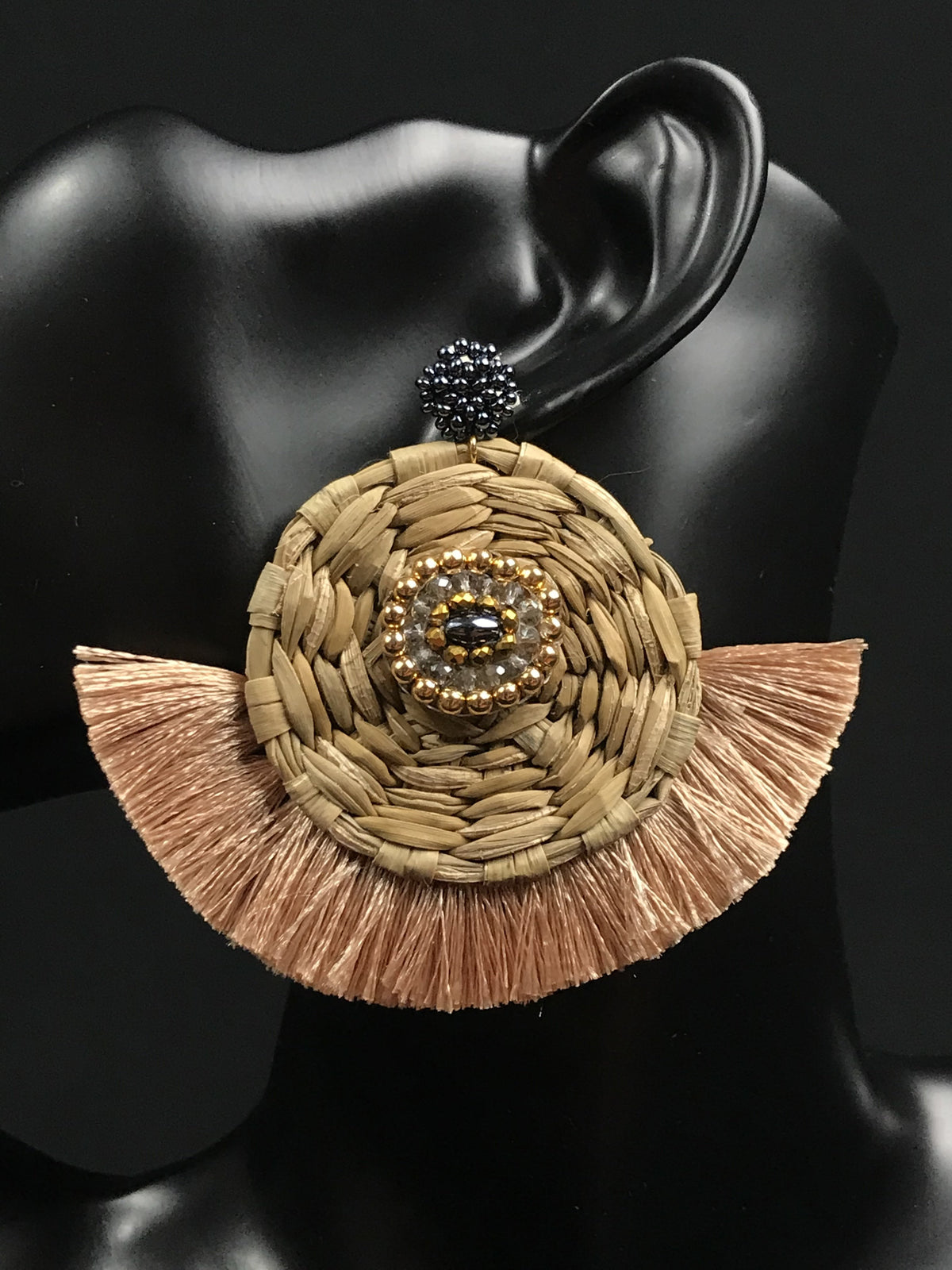 Tassel Earrings- Eskua Oro Mexican Handmade Palm Statement Earrings FINAL SALE Colores Decor