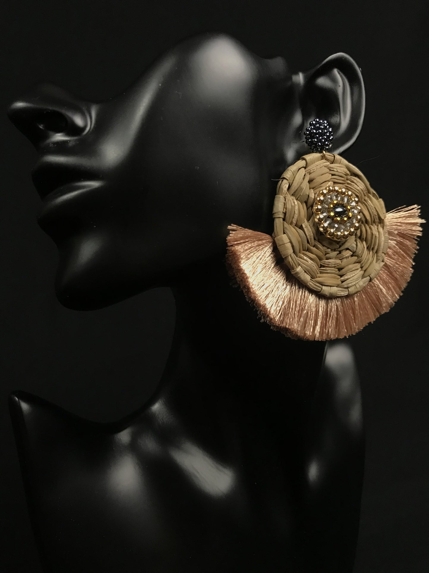 Eskua Oro Mexican Handmade Palm Tassel Earrings Colores Decor