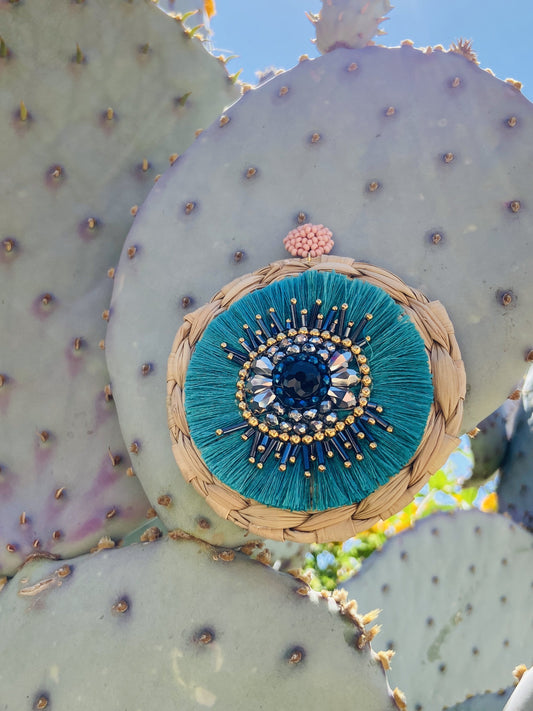 Mexican Handmade Palm Tassel Statement Earrings | Eskua Verde