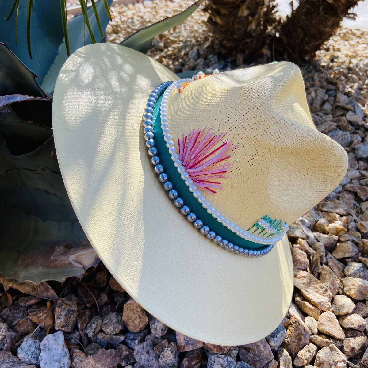 Hand Painted Fedora Hat- Palm Springs Straw Hat CoLores Decor | Mexican Artisan Decor
