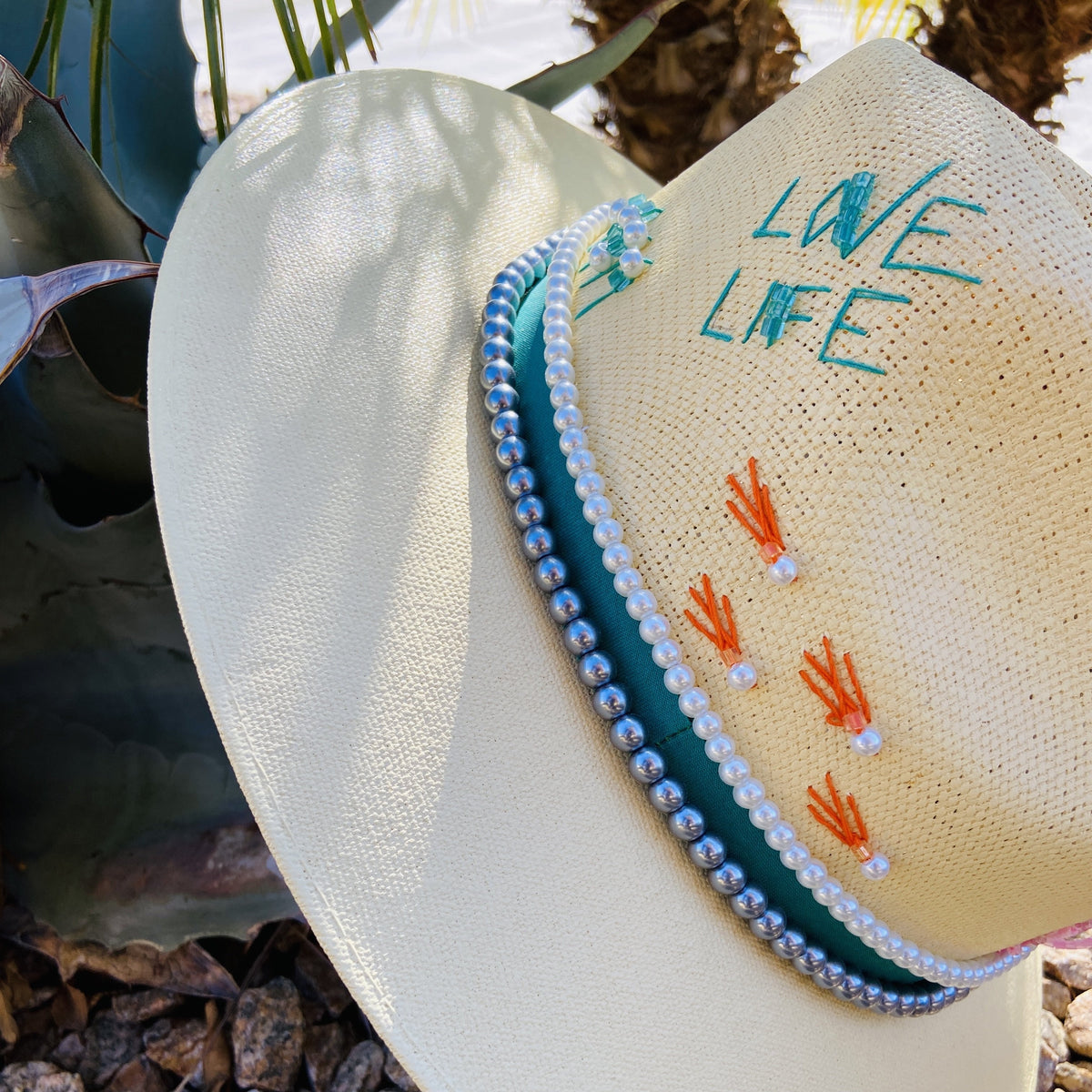 Hand Painted Fedora Hat- Palm Springs Straw Hat CoLores Decor | Mexican Artisan Decor