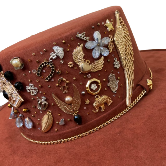 Mexican Handcrafted Boater Hat | La Gitana Ojo Terracotta Colores Decor