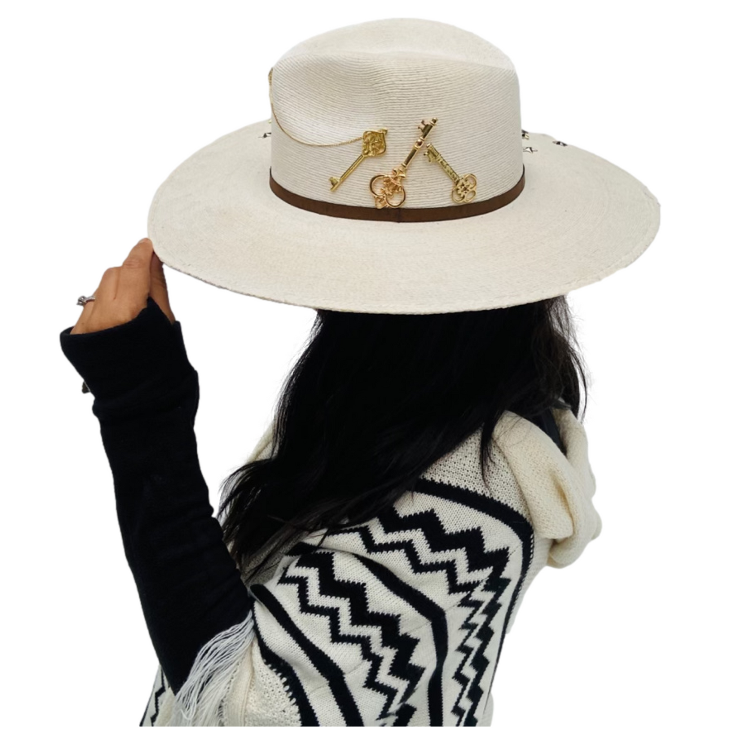 Mexican Handcrafted Wide Brim Palm Cowboy Hat | Los Cabos VIP 2 Styles in 1 Colores Decor